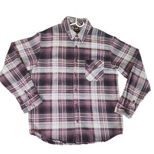 Nike 6.0 Flannel Shirt Mens Medium Burgundy Gray Plaid Long Sleeve Pocket Casual